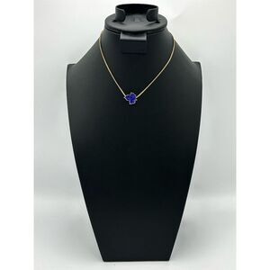 Blue Maple Leaf Enamel Gold Toned Necklace